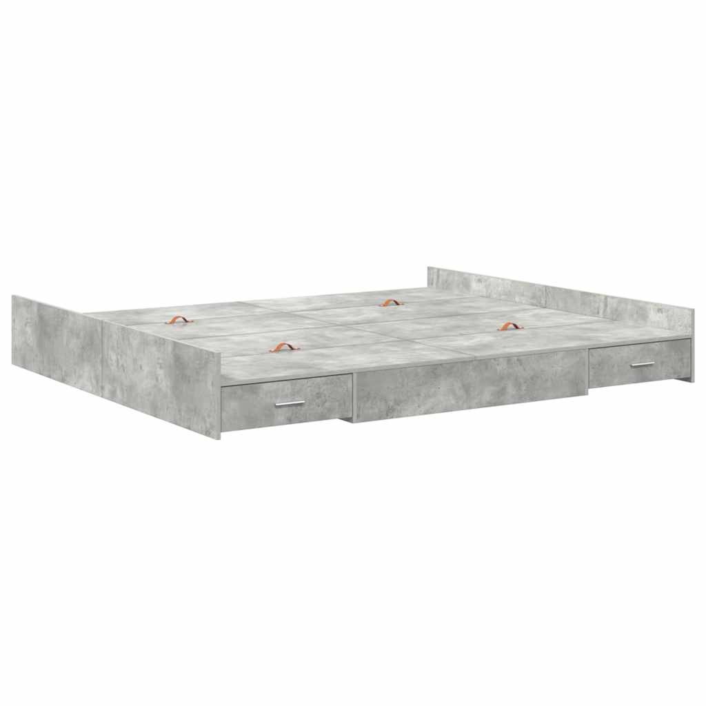Krevet s ladicama Betonski sivi 180 x 200 cm Konstruirano drvo