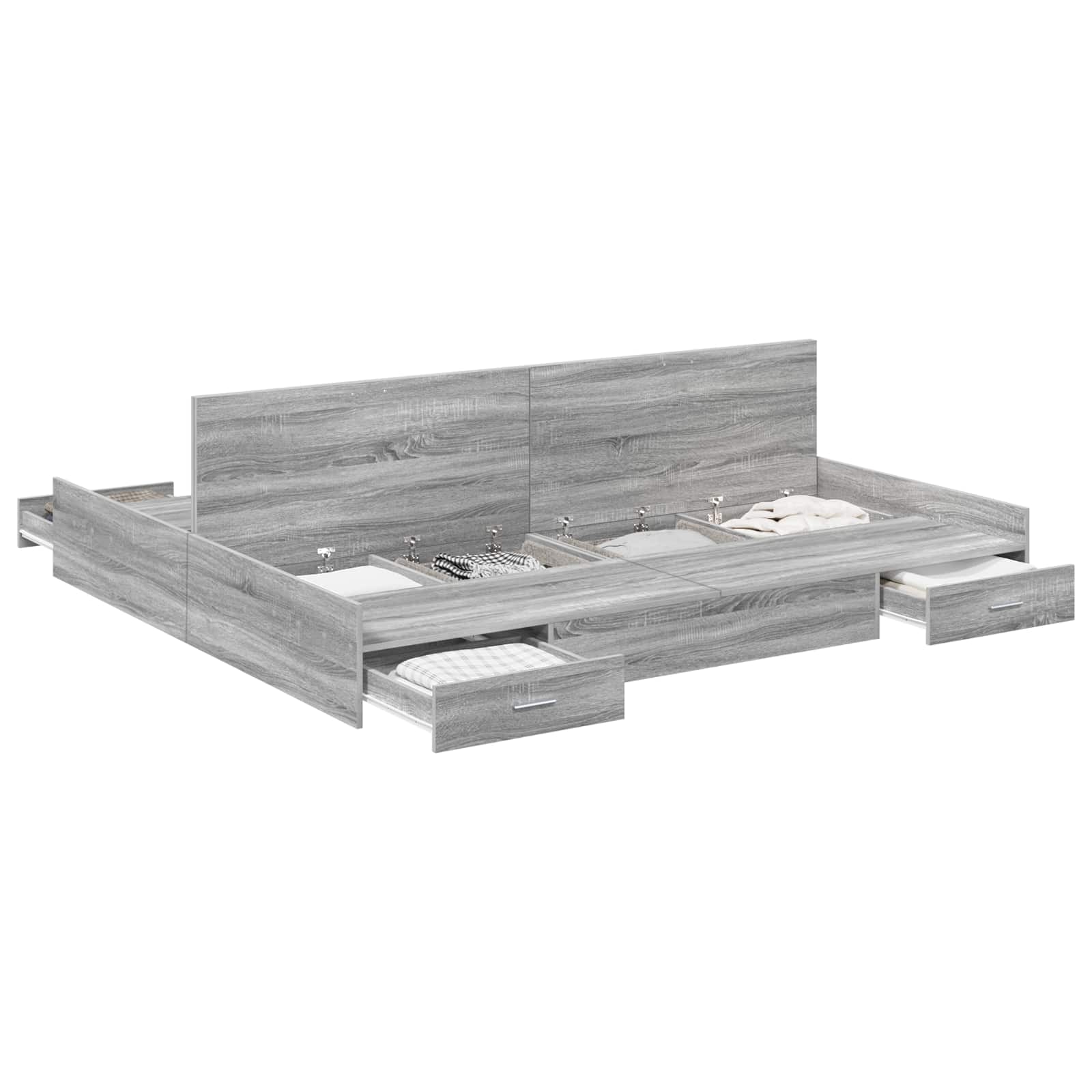 Krevet s ladicama Siva Sonoma 180 x 200 cm Konstruirano drvo