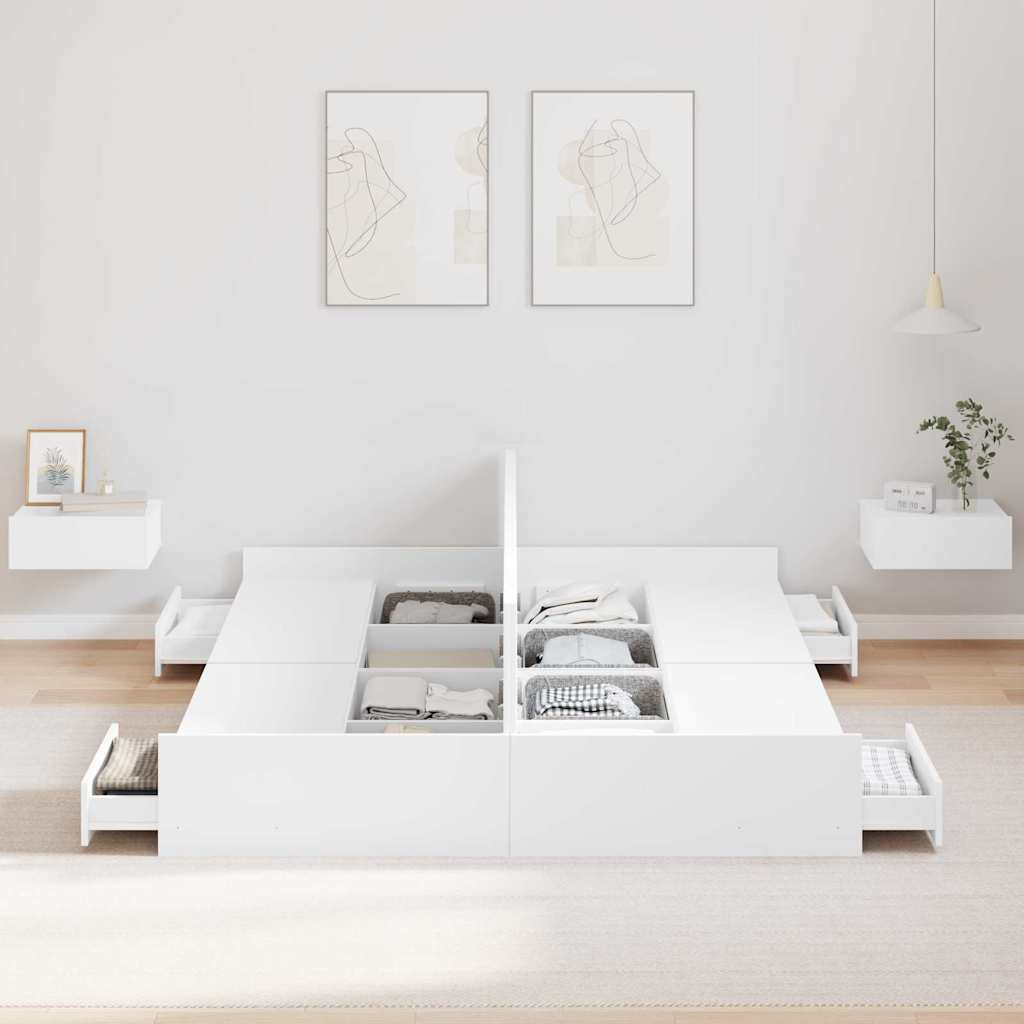 Krevet s ladicama Bijelo 160 x 200 cm Konstruirano drvo