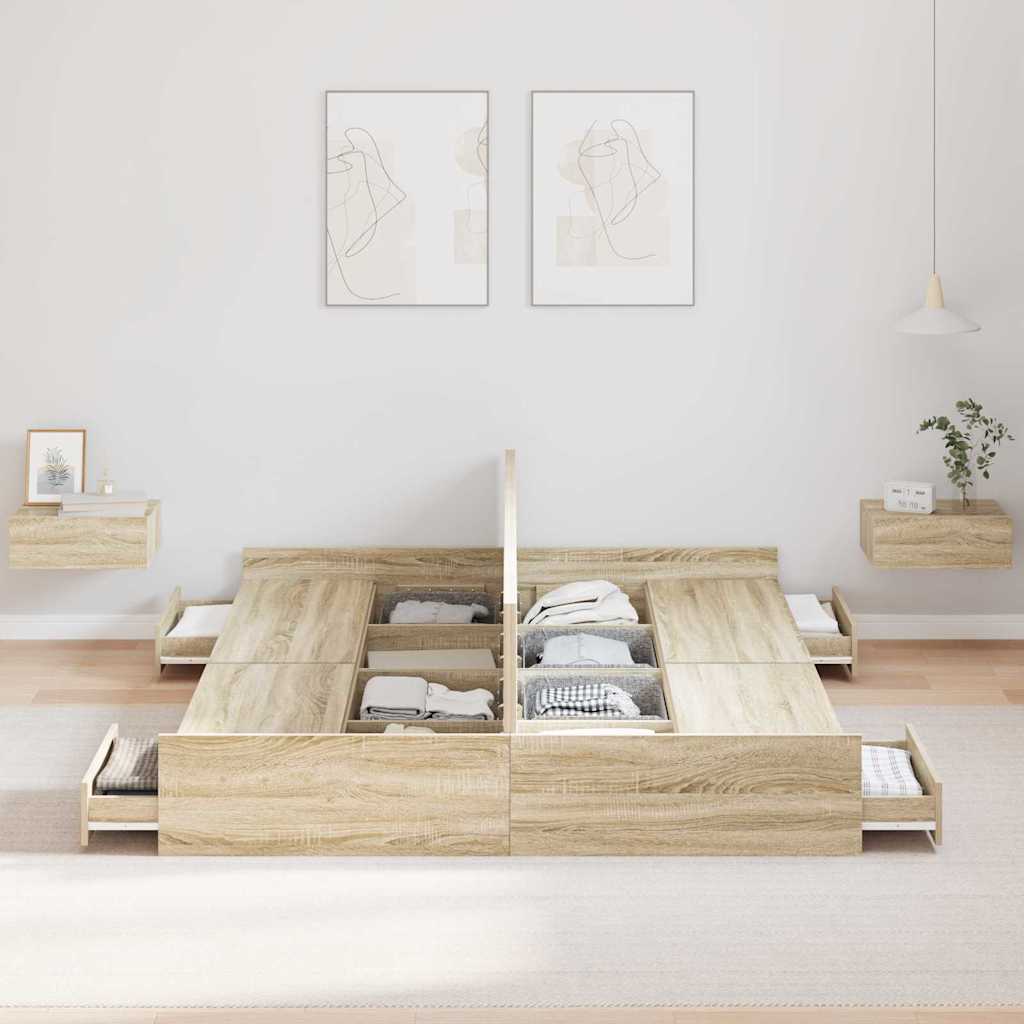 Krevet s ladicama Sonoma hrast 160 x 200 cm Konstruirano drvo