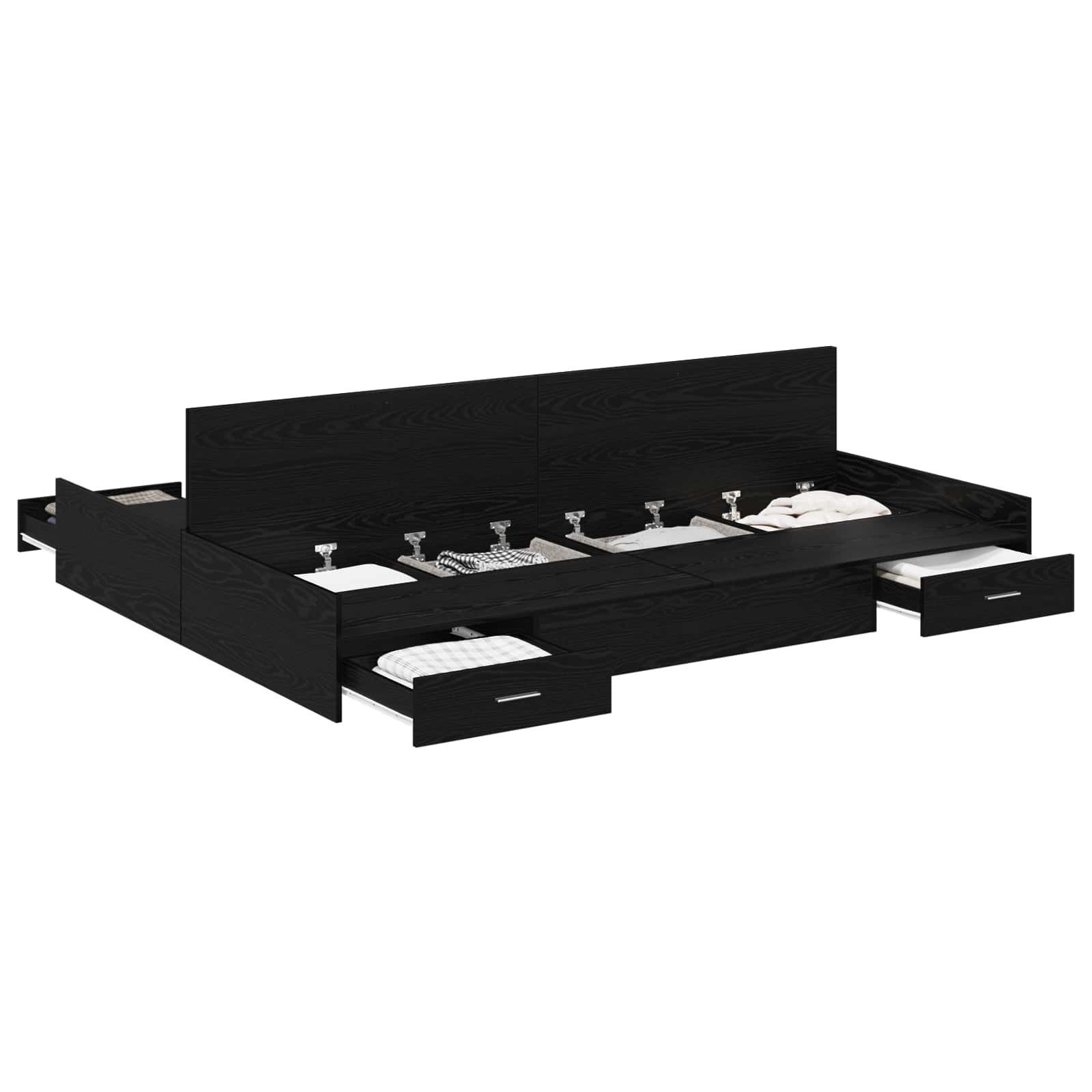 Krevet s ladicama Crni hrast 140 x 200 cm Konstruirano drvo