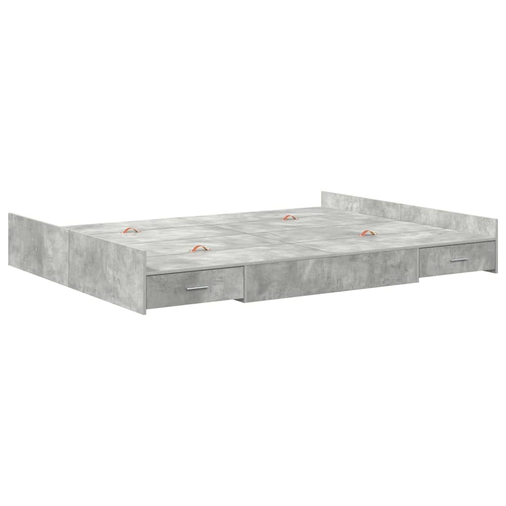 Krevet s ladicama Betonski sivi 140 x 200 cm Konstruirano drvo