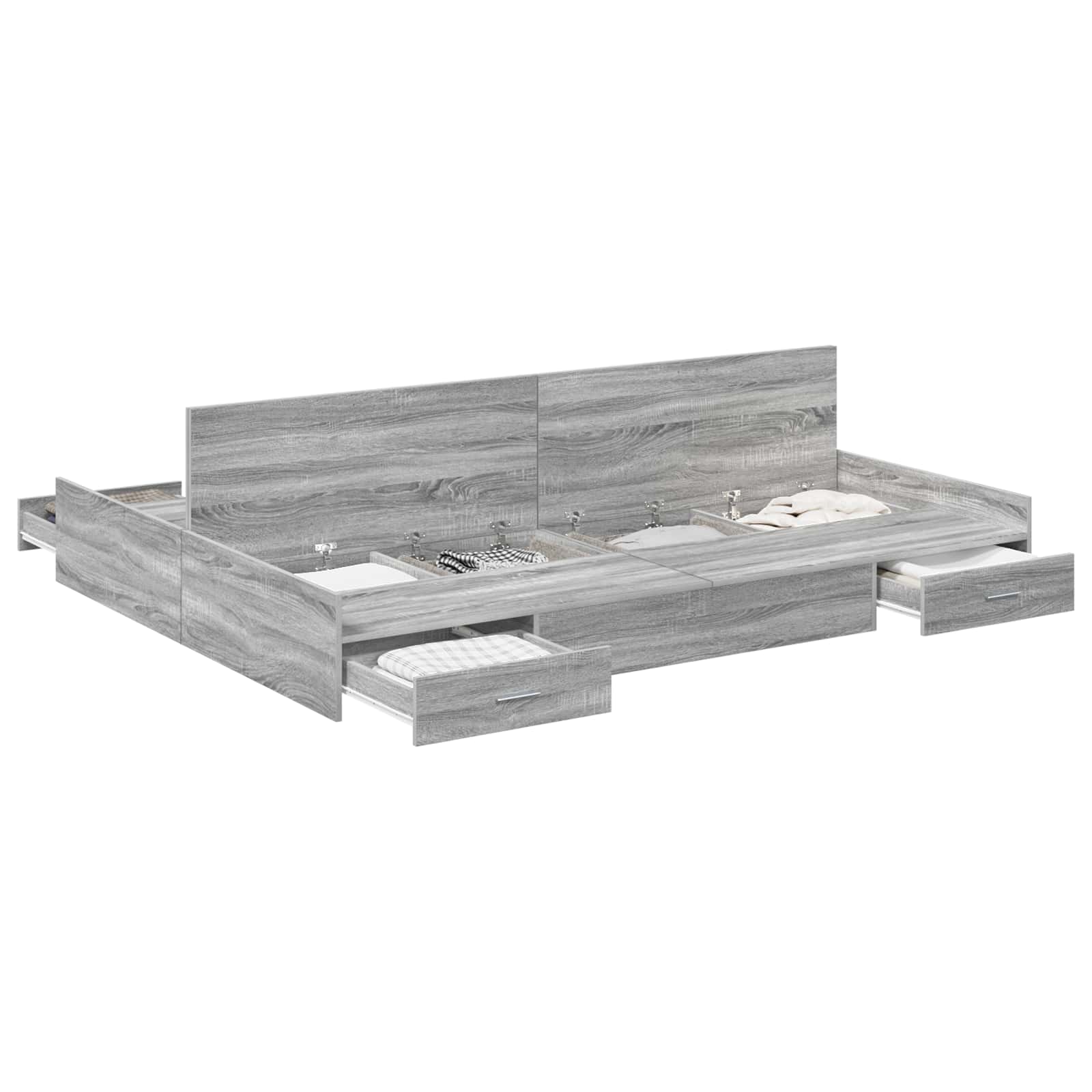 Krevet s ladicama Siva Sonoma 140 x 200 cm Konstruirano drvo