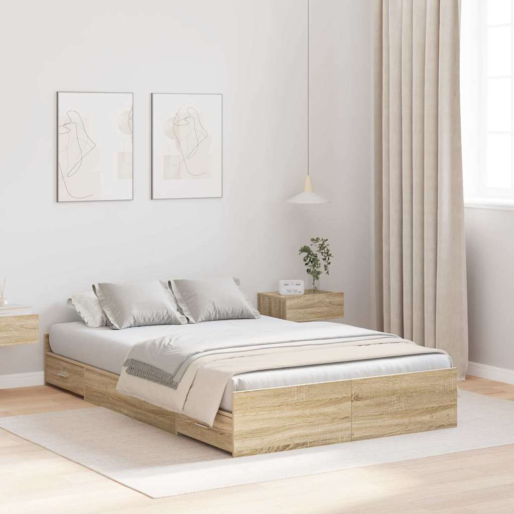 Krevet s ladicama Sonoma hrast 120 x 200 cm Konstruirano drvo