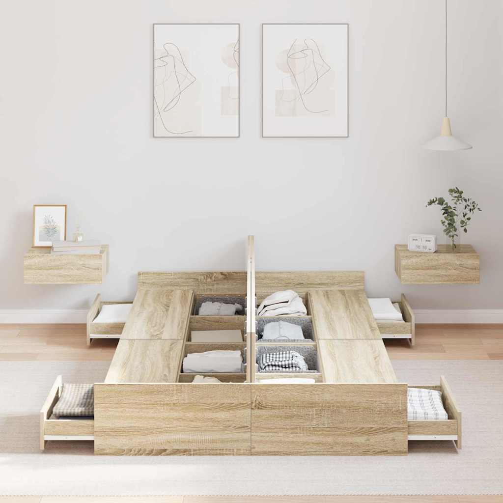 Krevet s ladicama Sonoma hrast 120 x 200 cm Konstruirano drvo