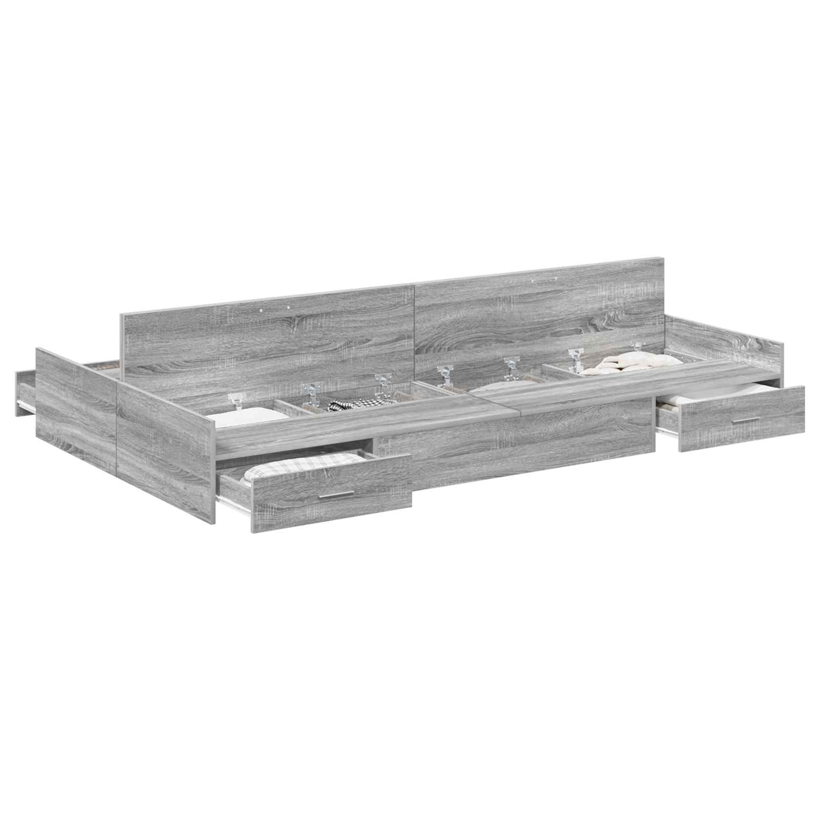 Krevet s ladicama Siva Sonoma 120 x 200 cm Konstruirano drvo