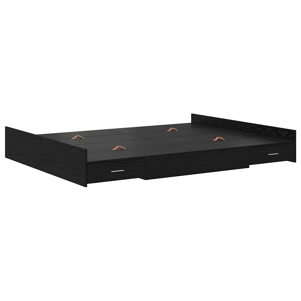 Krevet s ladicama Crni hrast 140 x 190 cm Konstruirano drvo