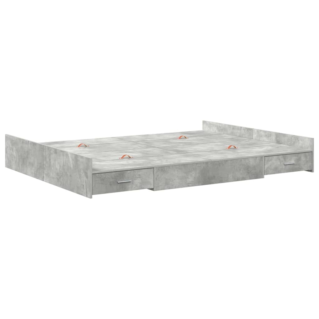 Krevet s ladicama Betonski sivi 140 x 190 cm Konstruirano drvo