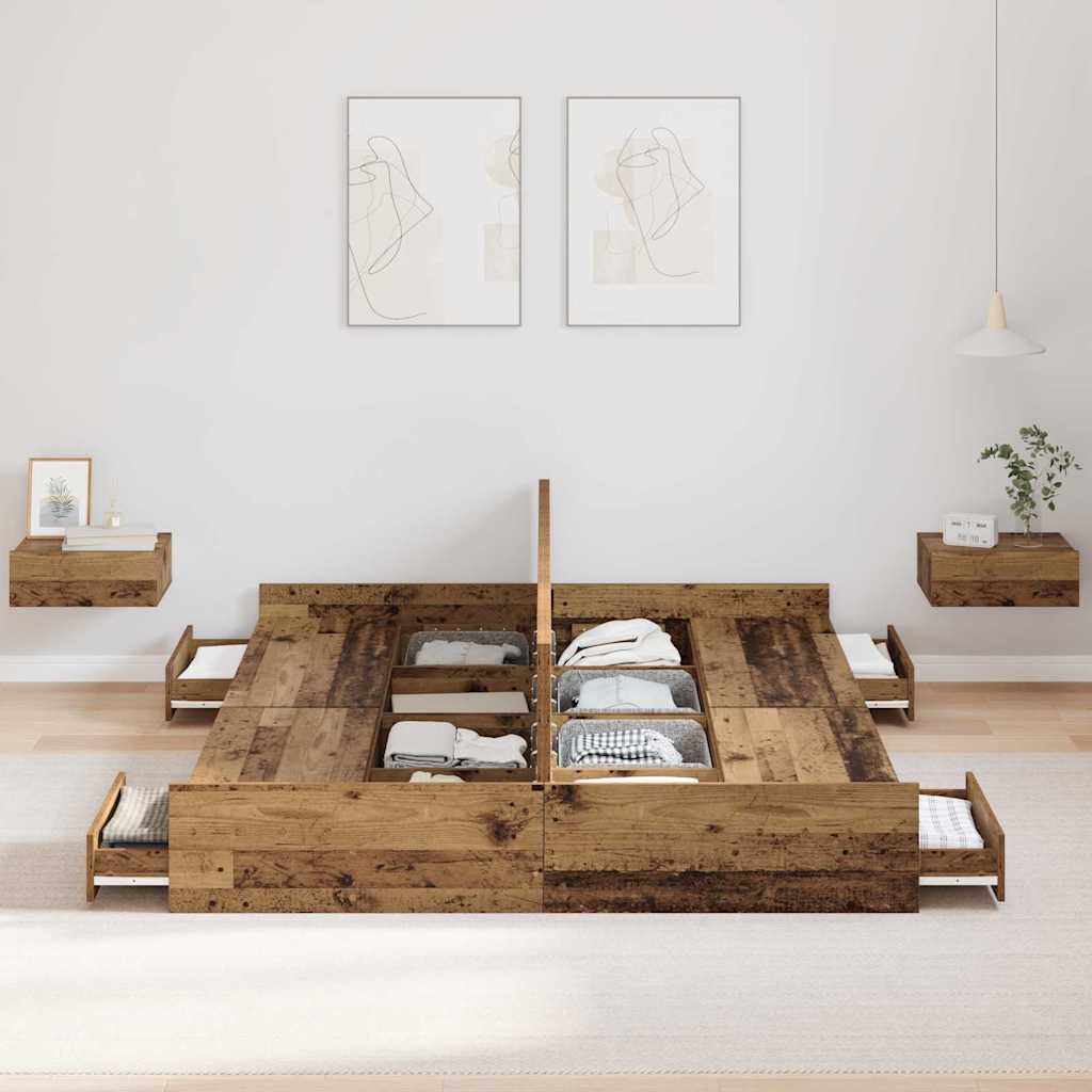 Krevet s ladicama Staro drvo 140 x 190 cm Konstruirano drvo