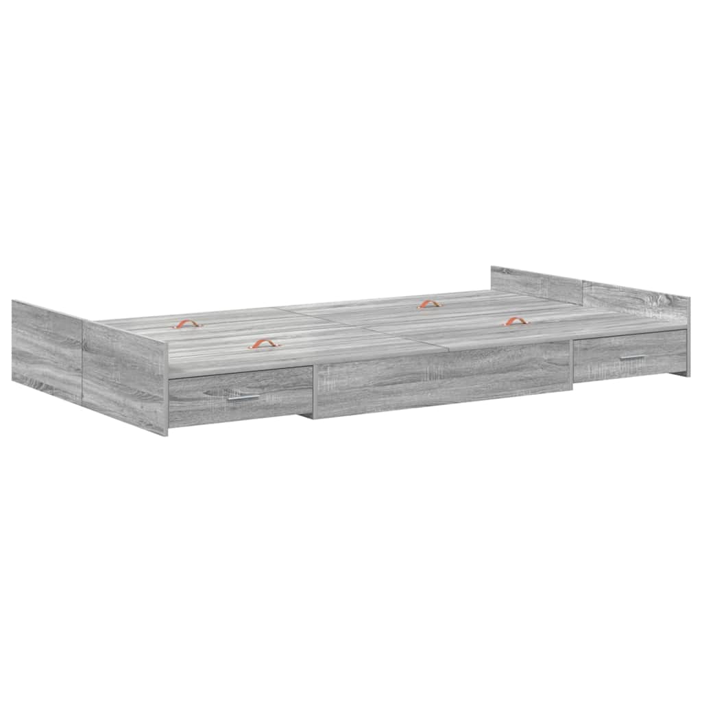 Krevet s ladicama Siva Sonoma 120 x 190 cm Konstruirano drvo