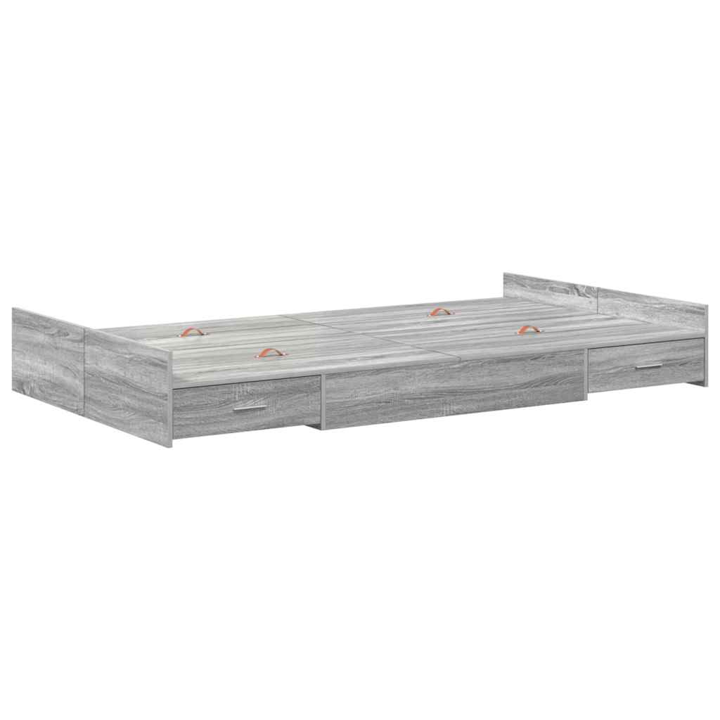 Krevet s ladicama Siva Sonoma 120 x 190 cm Konstruirano drvo