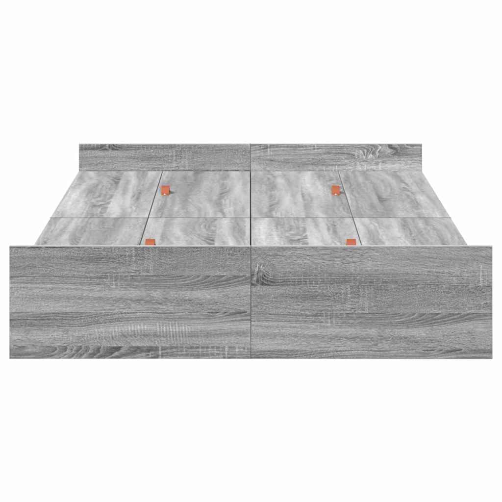 Krevet s ladicama Siva Sonoma 120 x 190 cm Konstruirano drvo