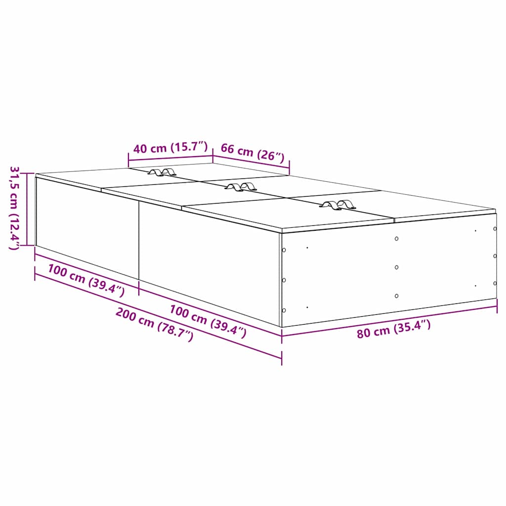 Krevet s ladicama Staro drvo 80 x 200 cm Konstruirano drvo