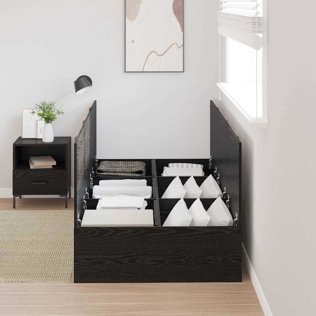Krevet s ladicama Crni hrast 100 x 200 cm Konstruirano drvo