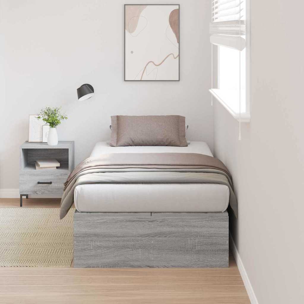 Krevet s ladicama Siva Sonoma 100 x 200 cm Konstruirano drvo