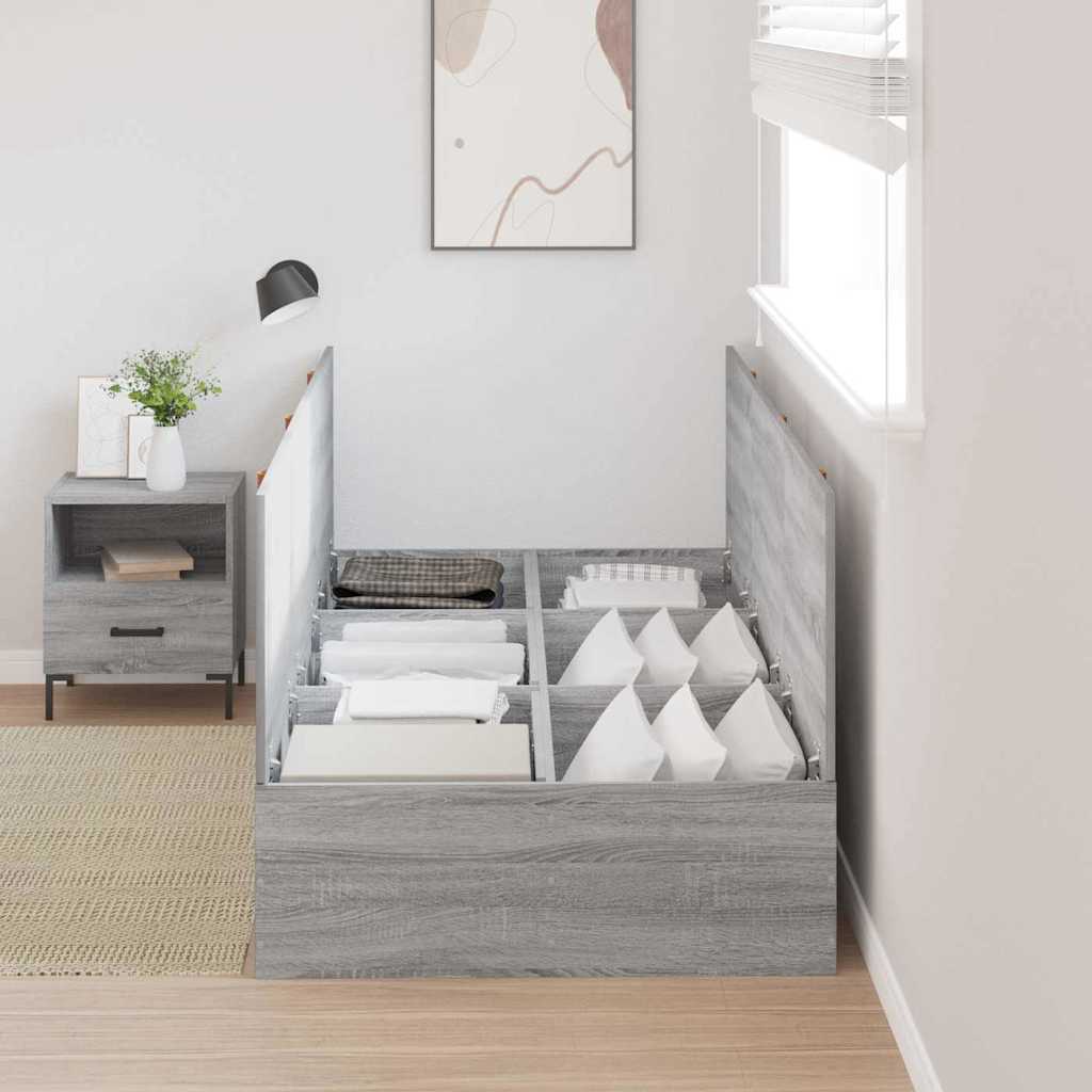 Krevet s ladicama Siva Sonoma 100 x 200 cm Konstruirano drvo