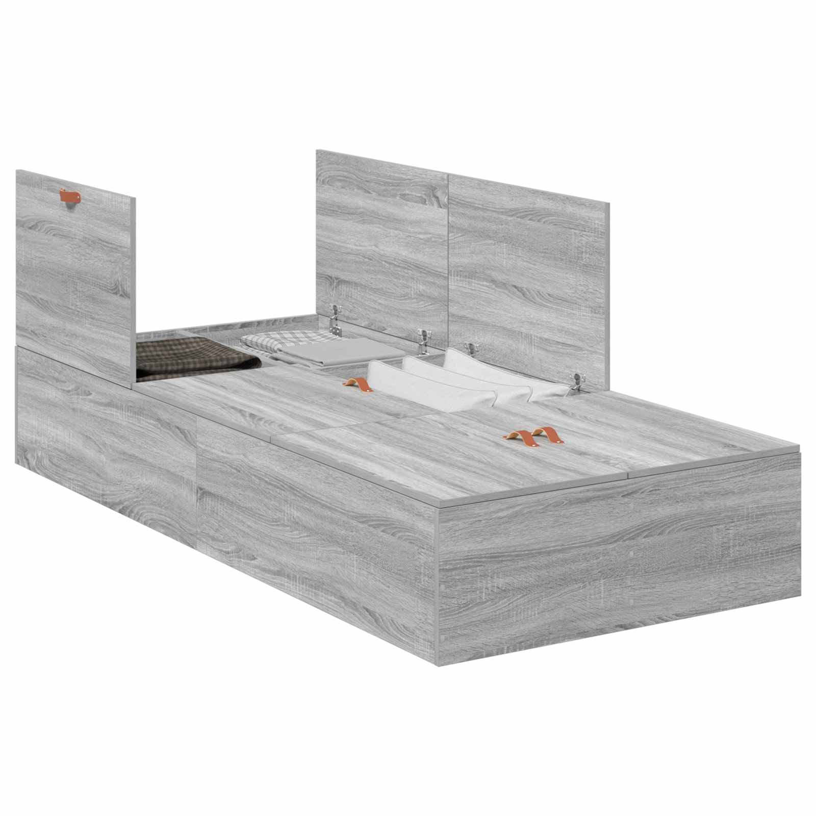 Krevet s ladicama Siva Sonoma 100 x 200 cm Konstruirano drvo