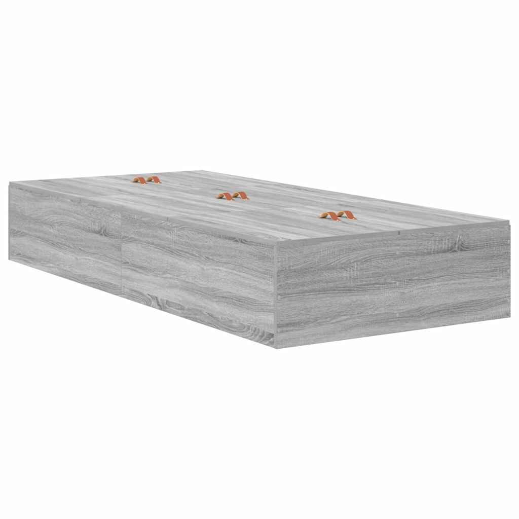 Krevet s ladicama Siva Sonoma 100 x 200 cm Konstruirano drvo