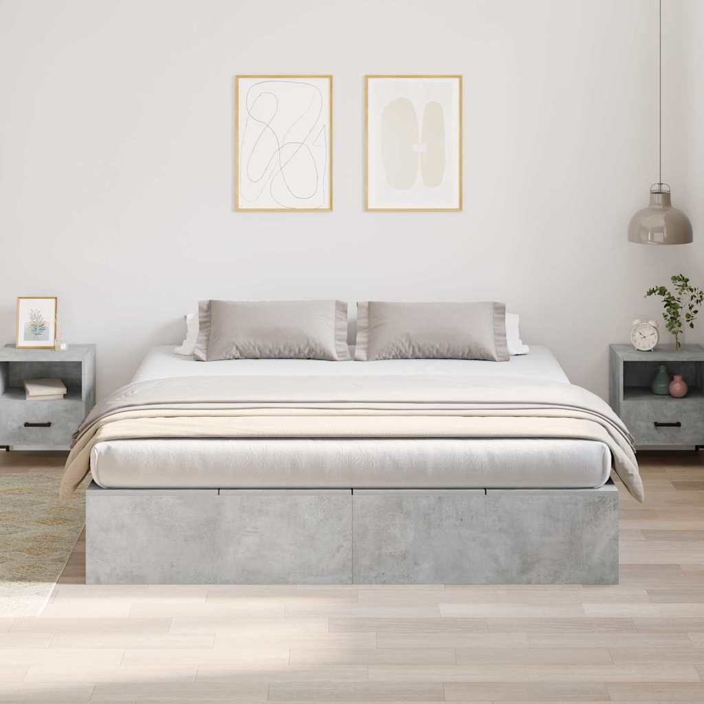 Krevet s ladicama Betonski sivi 200 x 200 cm Konstruirano drvo