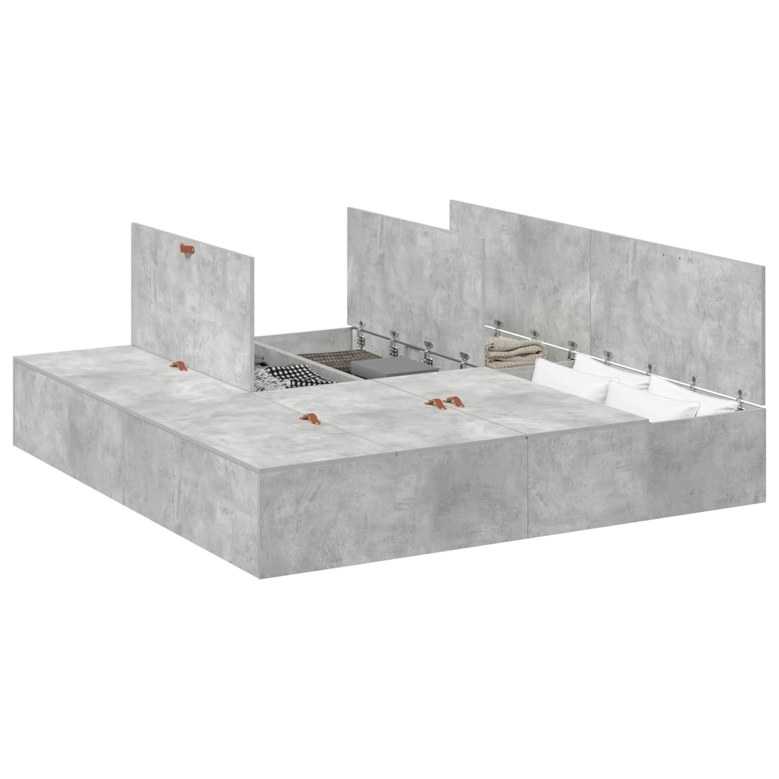 Krevet s ladicama Betonski sivi 200 x 200 cm Konstruirano drvo