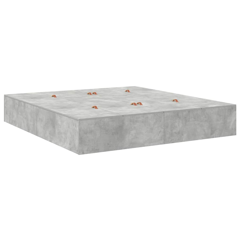 Krevet s ladicama Betonski sivi 200 x 200 cm Konstruirano drvo