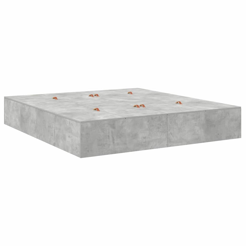Krevet s ladicama Betonski sivi 200 x 200 cm Konstruirano drvo