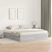 Krevet s ladicama Siva Sonoma 200 x 200 cm Konstruirano drvo