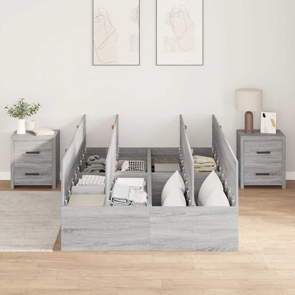 Krevet s ladicama Siva Sonoma 120 x 200 cm Konstruirano drvo