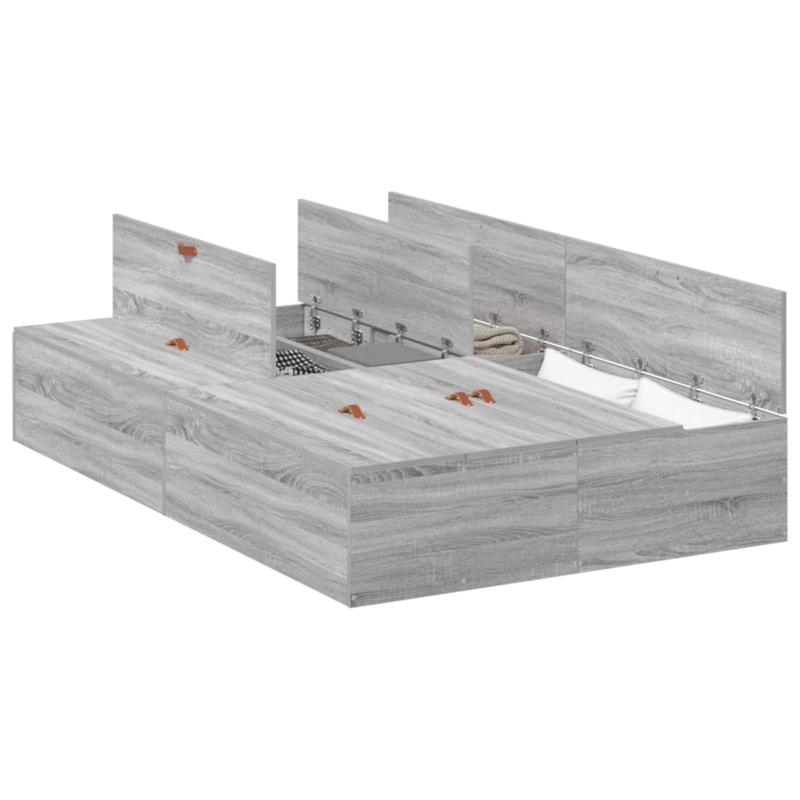 Krevet s ladicama Siva Sonoma 120 x 200 cm Konstruirano drvo