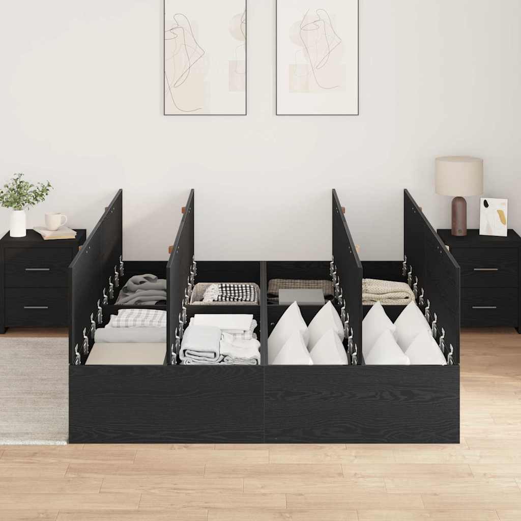 Krevet s ladicama Crni hrast 140 x 200 cm Konstruirano drvo
