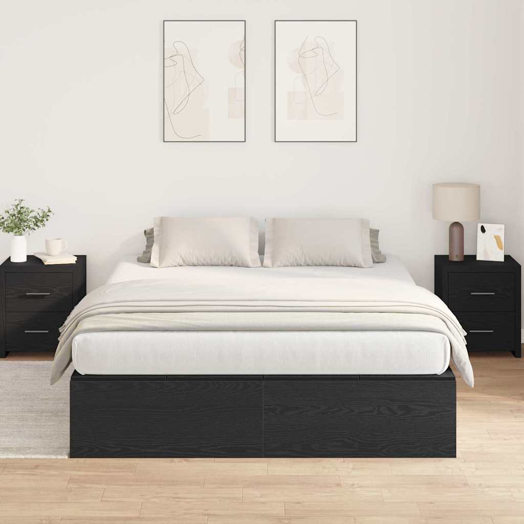 Krevet s ladicama Crni hrast 140 x 200 cm Konstruirano drvo