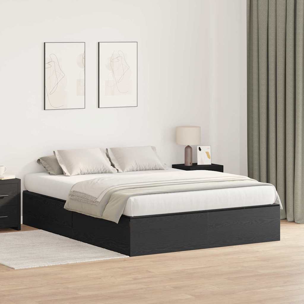 Krevet s ladicama Crni hrast 150 x 200 cm Konstruirano drvo