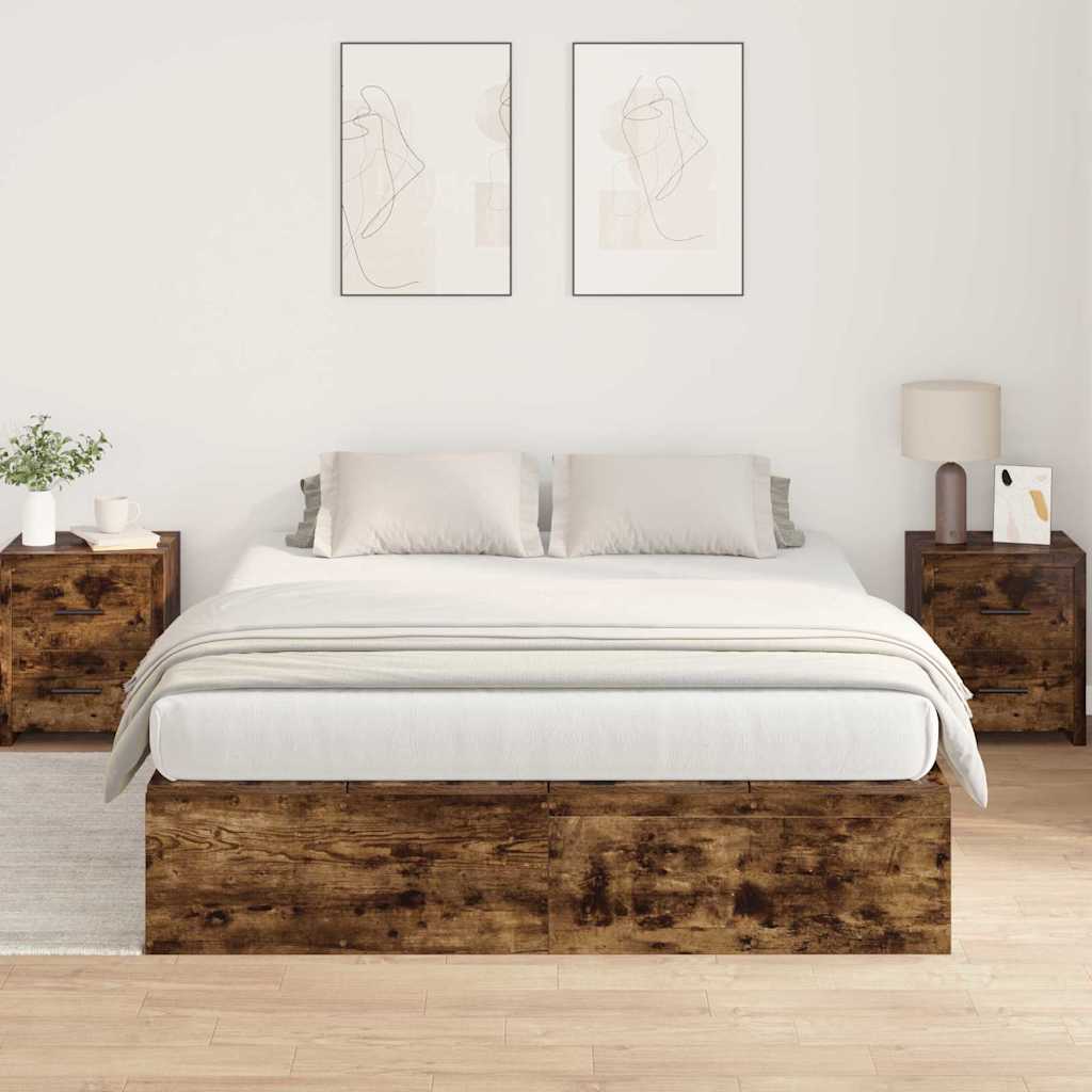 Krevet s ladicama Dimljeni hrast 150 x 200 cm Konstruirano drvo