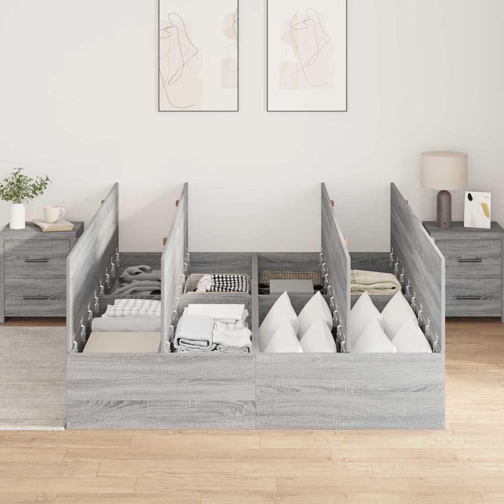 Krevet s ladicama Siva Sonoma 160 x 200 cm Konstruirano drvo