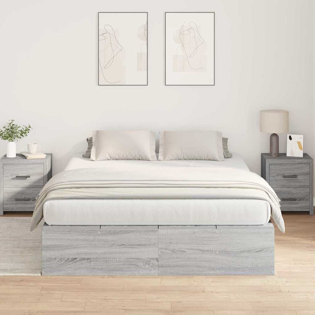 Krevet s ladicama Siva Sonoma 160 x 200 cm Konstruirano drvo