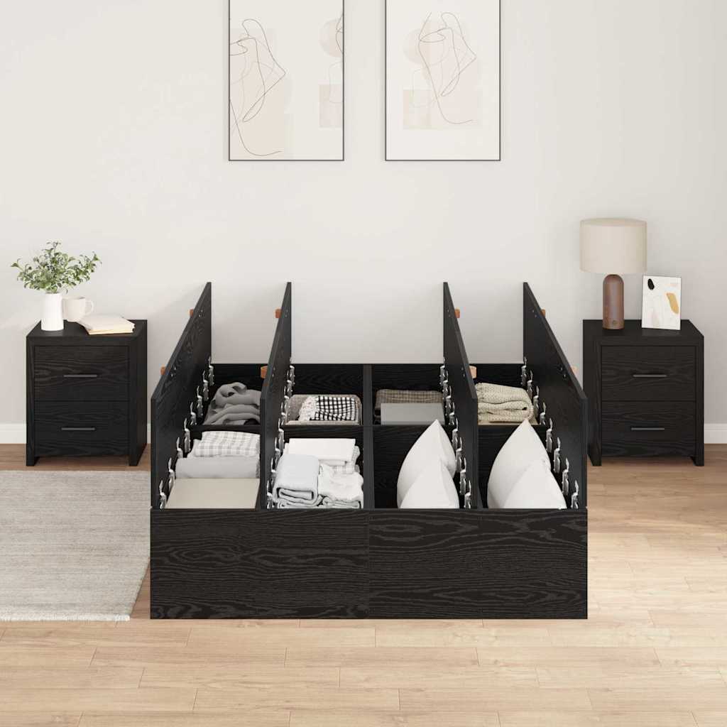 Krevet s ladicama Crni hrast 120 x 190 cm Konstruirano drvo