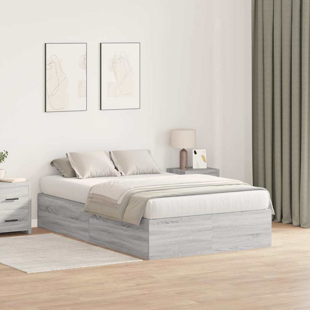 Krevet s ladicama Siva Sonoma 120 x 190 cm Konstruirano drvo