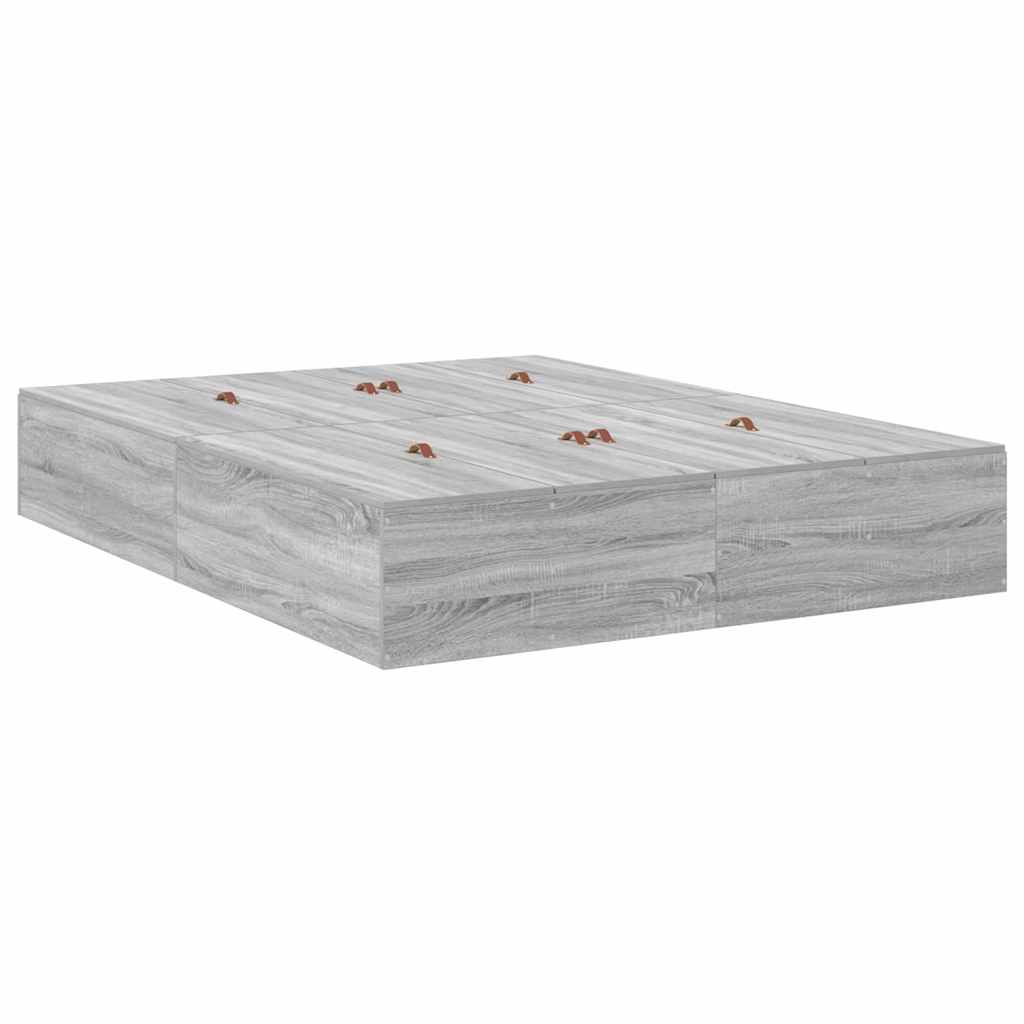 Krevet s ladicama Siva Sonoma 140 x 190 cm Konstruirano drvo