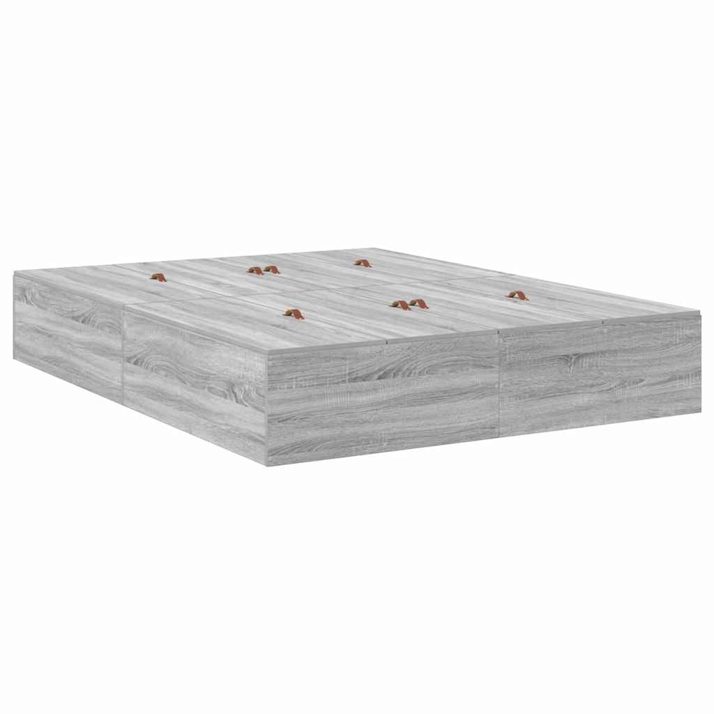 Krevet s ladicama Siva Sonoma 135 x 190 cm Konstruirano drvo