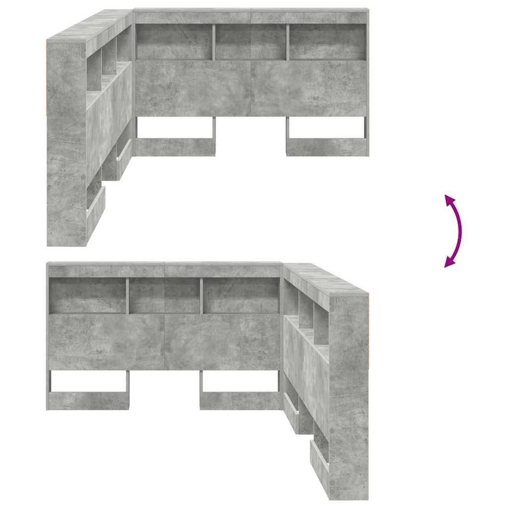 Skladišno uzglavlje Betonski sivi 120 cm Konstruirano drvo