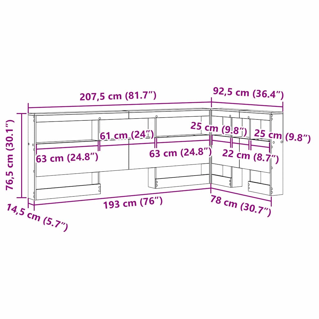 Skladišno uzglavlje Crni hrast 75 cm Konstruirano drvo