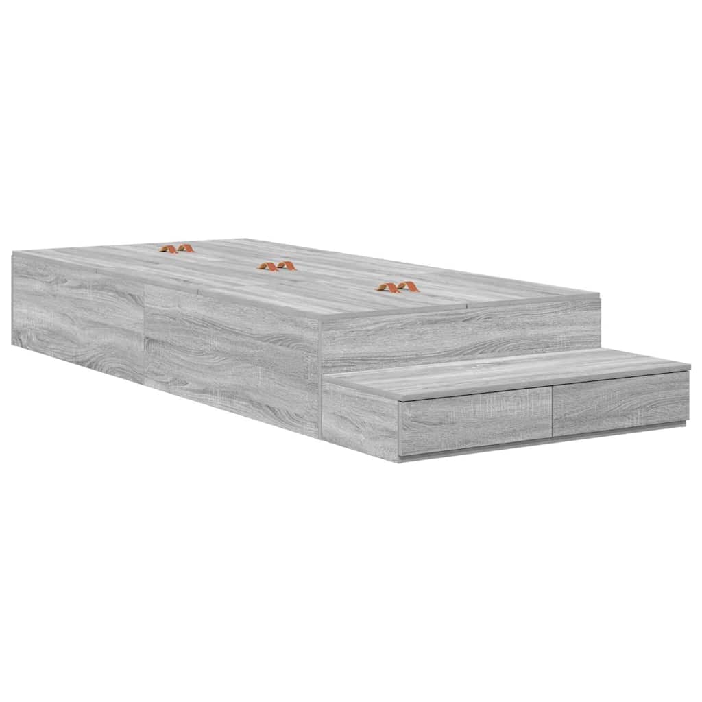Krevet s ladicama Siva Sonoma 100 cm Konstruirano drvo