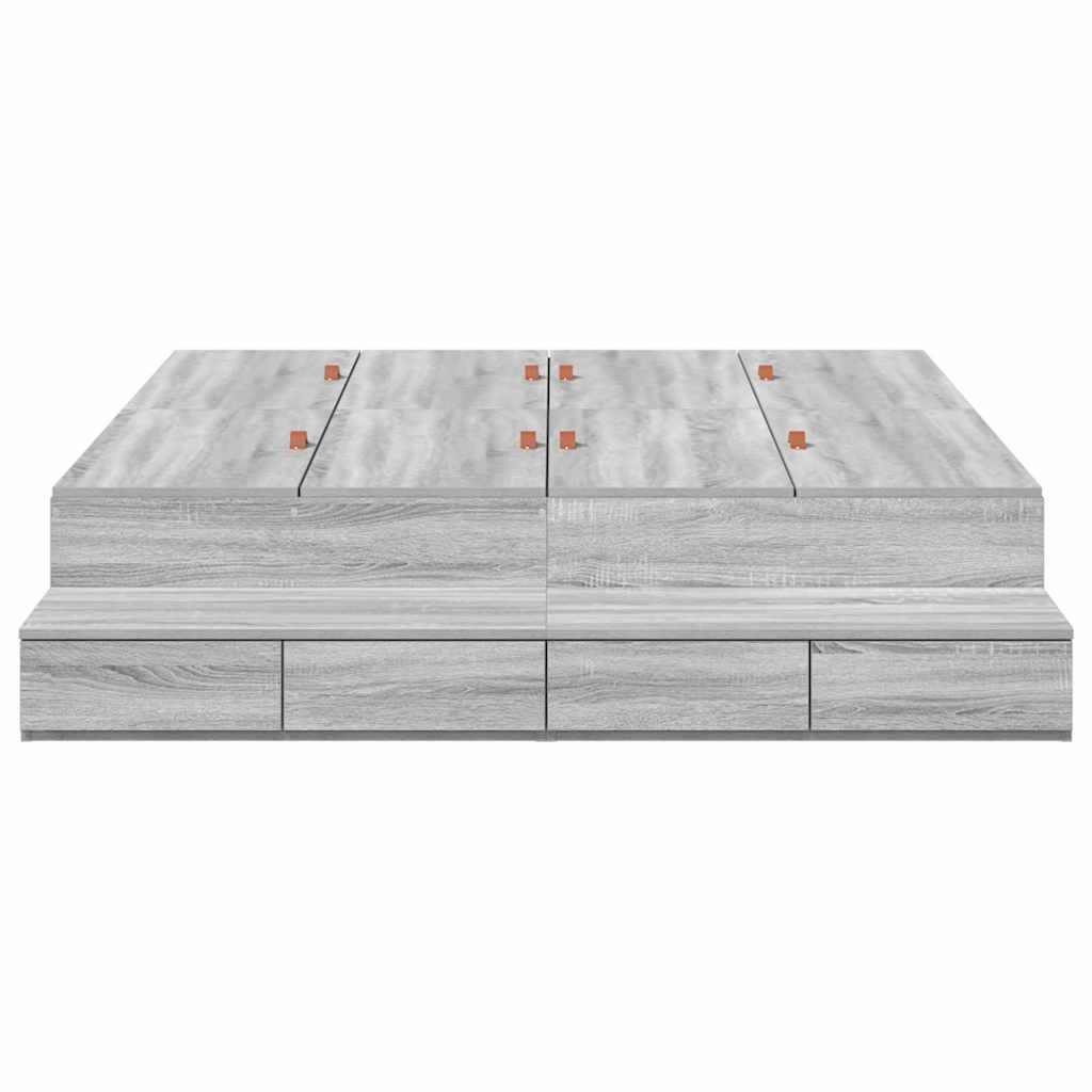 Krevet s ladicama Siva Sonoma 150 cm Konstruirano drvo