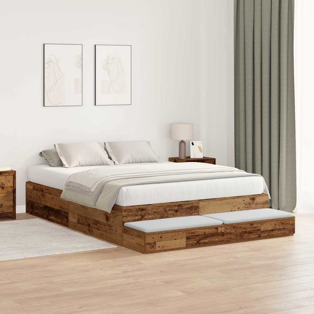 Krevet s ladicama Staro drvo 150 cm Konstruirano drvo