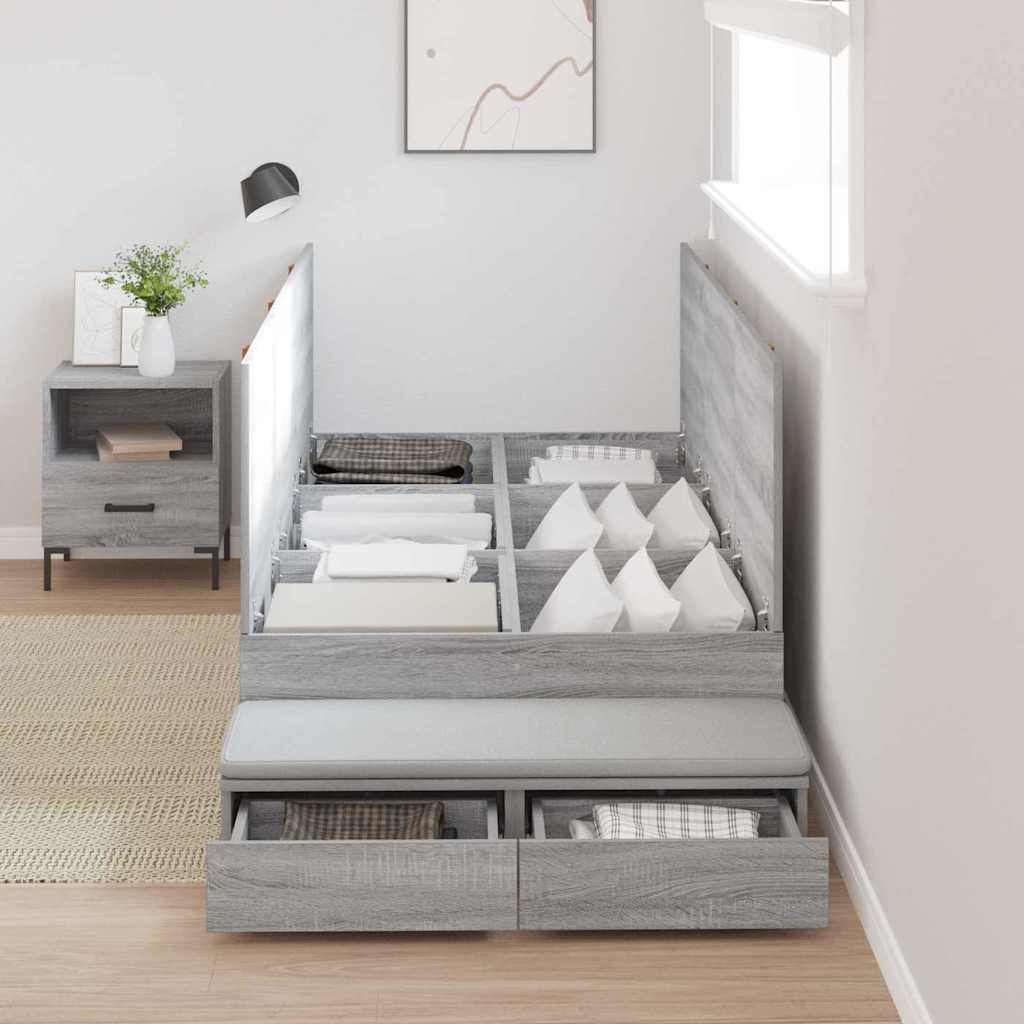 Krevet s ladicama Siva Sonoma 75 cm Konstruirano drvo