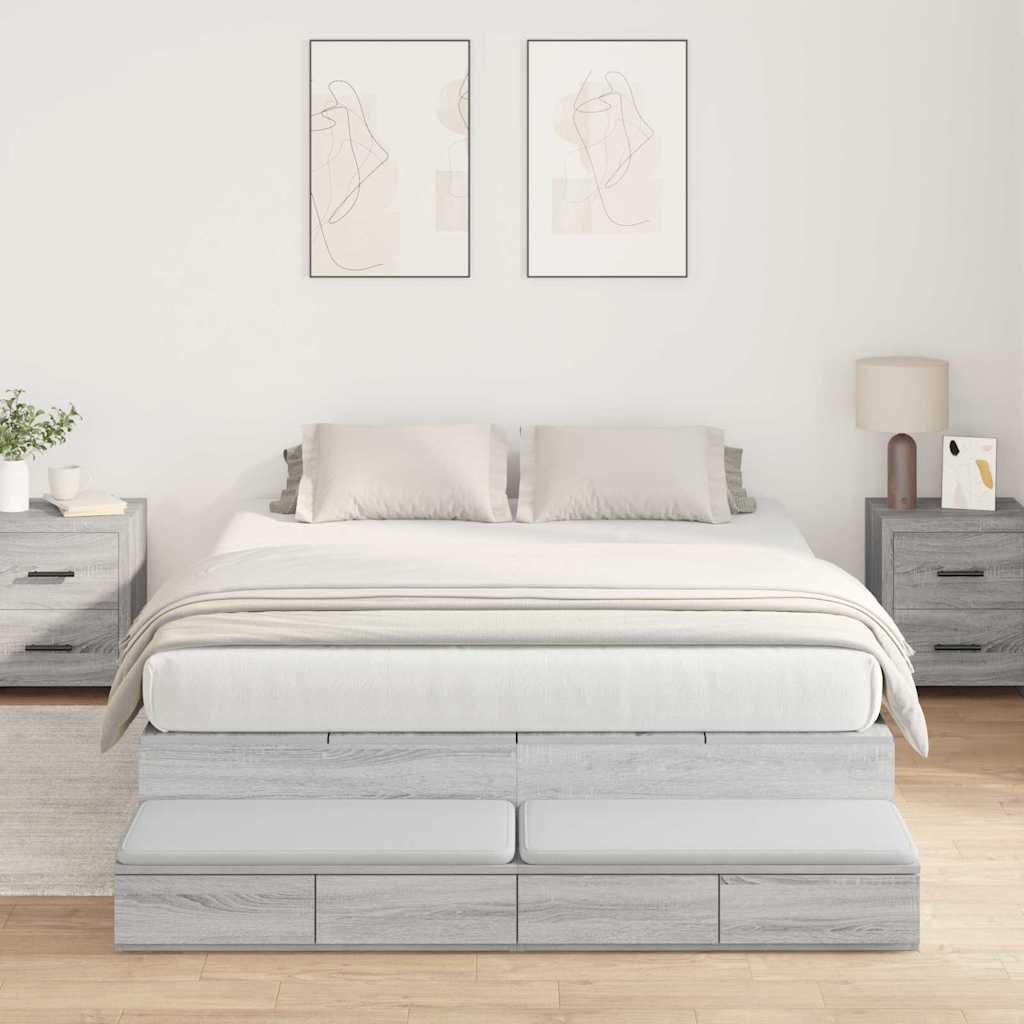 Krevet s ladicama Siva Sonoma 135 cm Konstruirano drvo