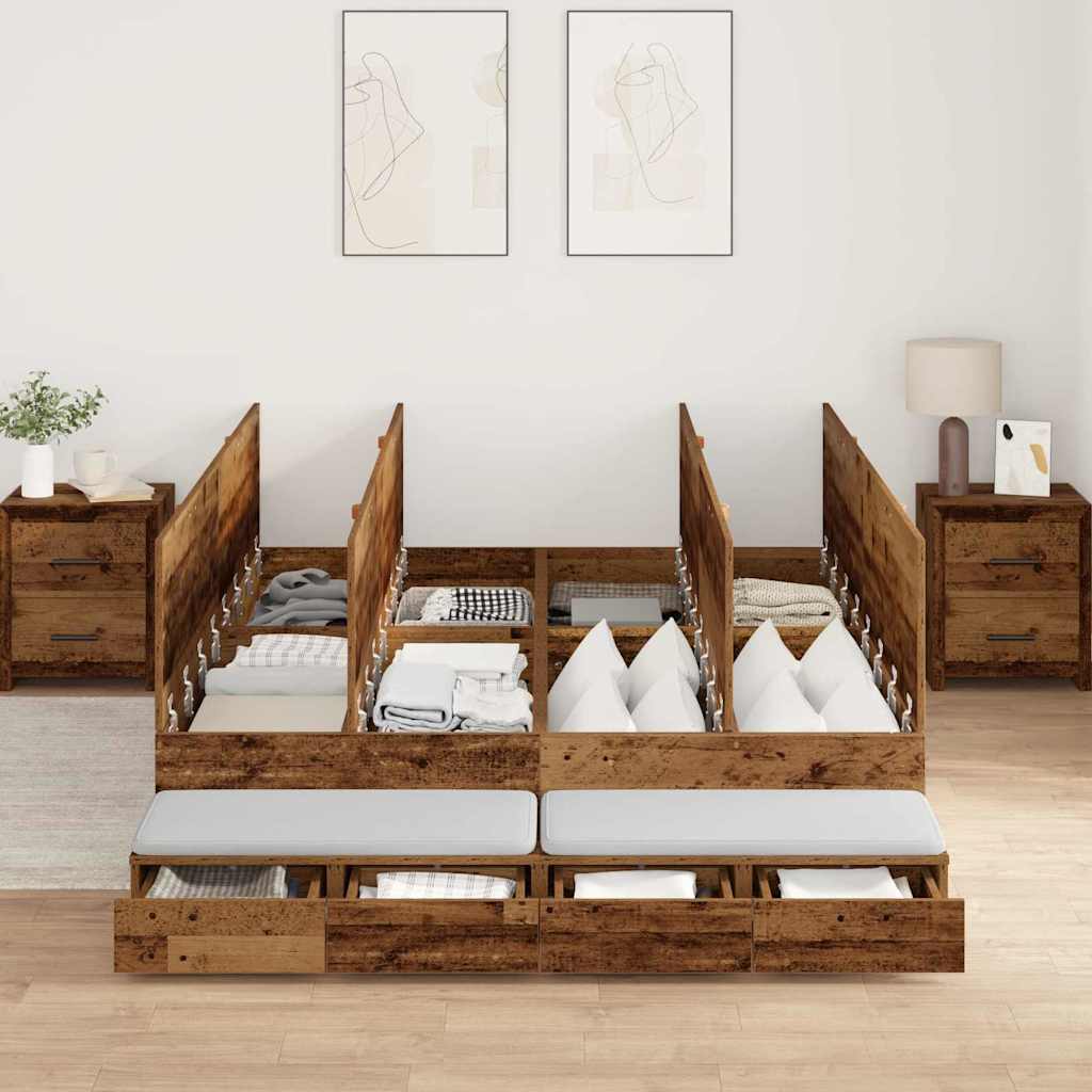 Krevet s ladicama Staro drvo 135 cm Konstruirano drvo