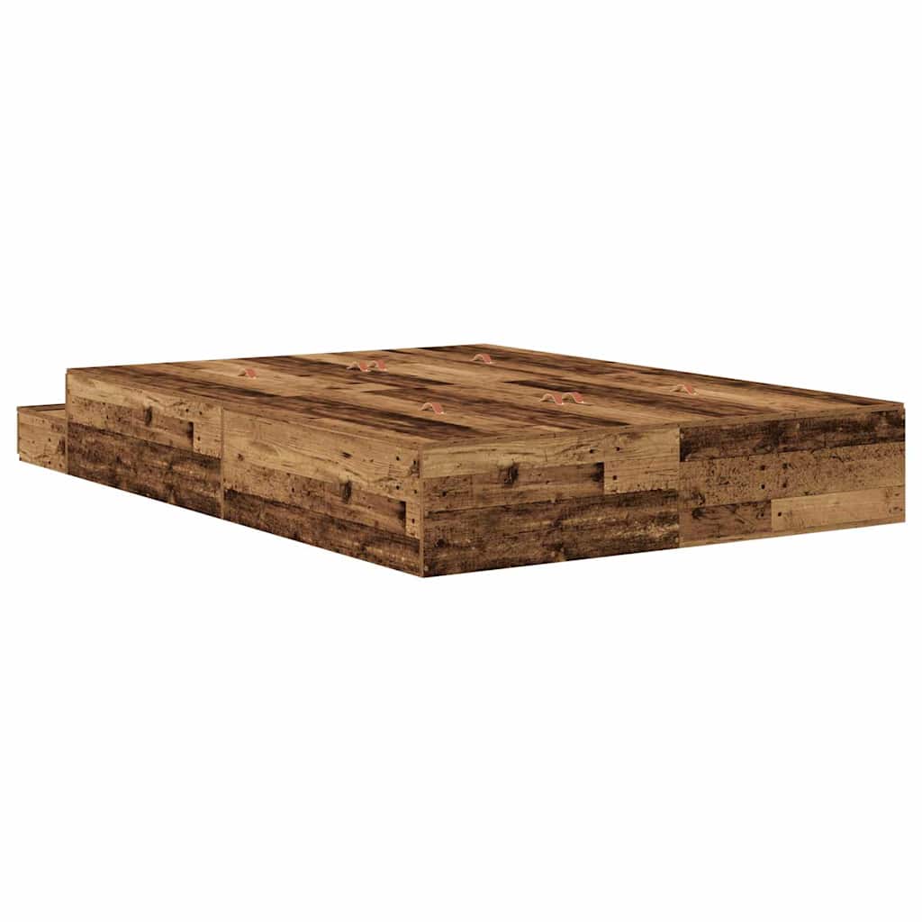 Krevet s ladicama Staro drvo 135 cm Konstruirano drvo