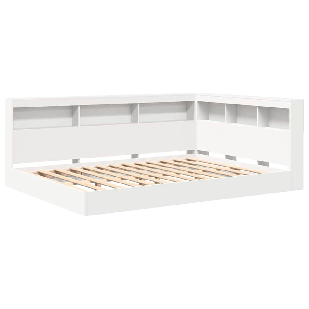 Krevet s policama Bijelo 150 x 200 cm Konstruirano drvo