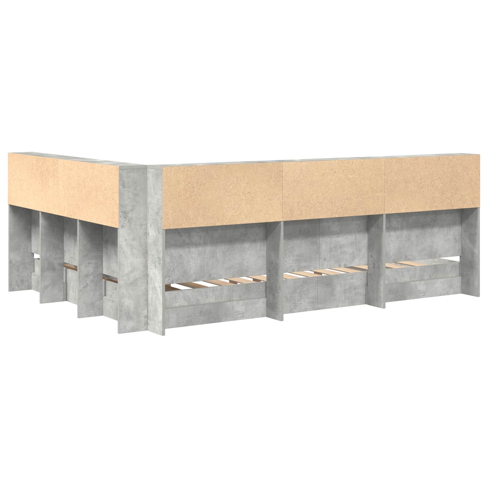 Krevet s policama Beton siva 160 x 200 cm Konstruirano drvo